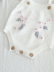 Baby Girl's Flower Print Coat & Suspender Romper Set