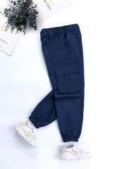 Girls Cargo Pants Elastic Waist Casual Joggers Loose Fit Trousers