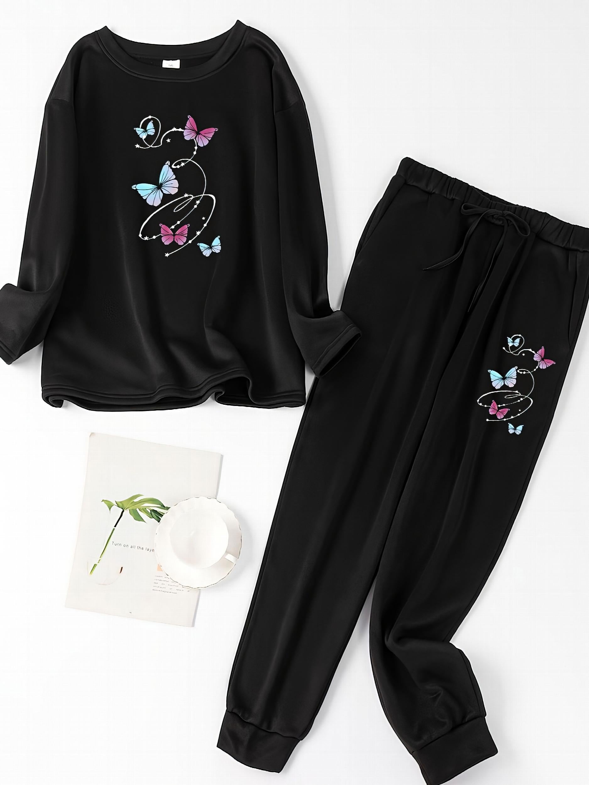 Butterfly Lounge Set Long Sleeve Tee & Joggers