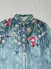 Floral Print Long Sleeve Button Up Blouse