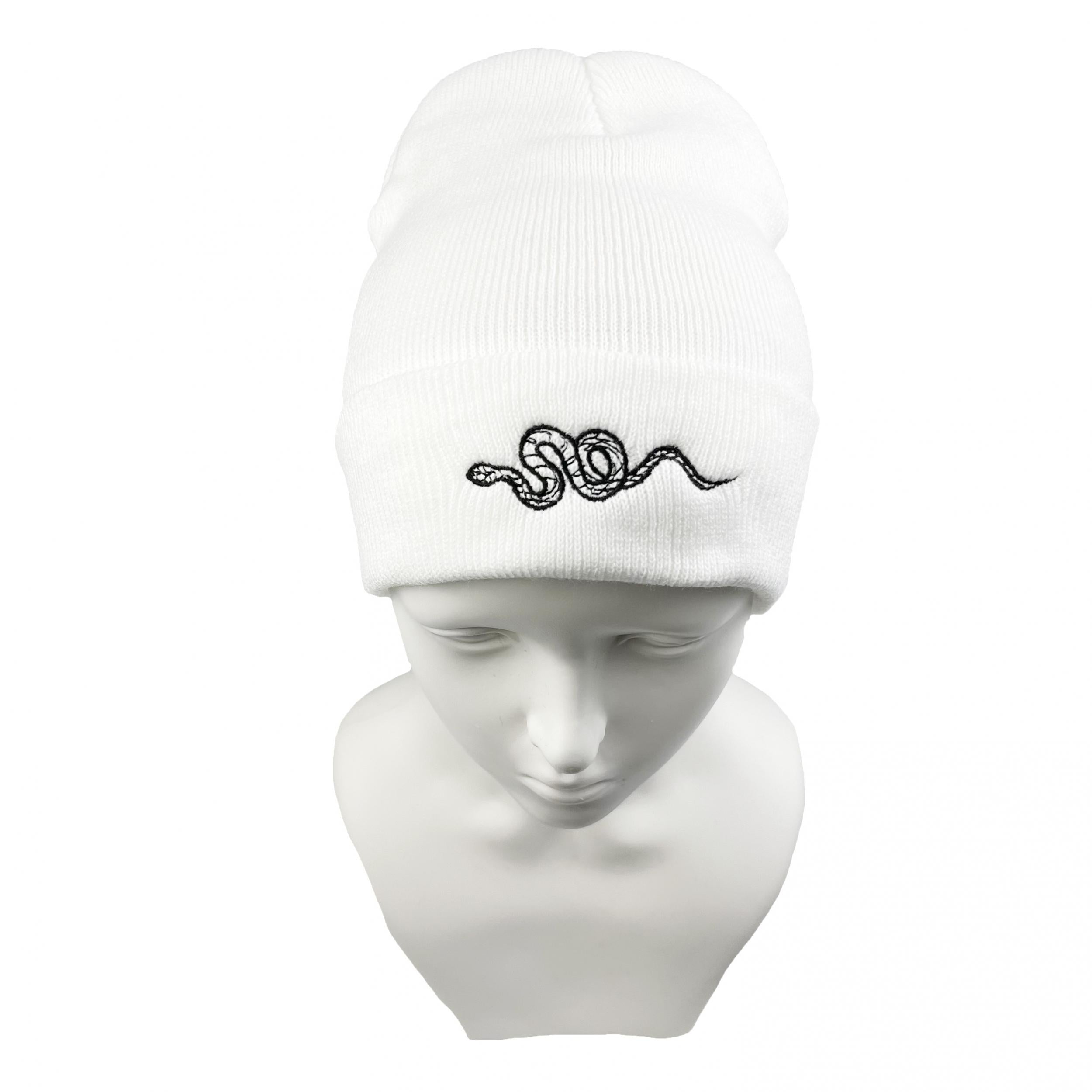Men's Snake Embroidered Knitted Beanie Hat Warm Ear Protection