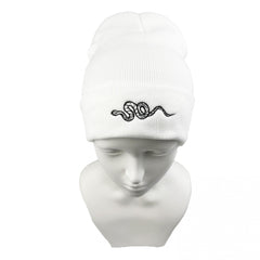 Men's Snake Embroidered Knitted Beanie Hat Warm Ear Protection