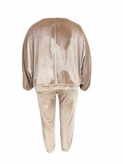 Long Sleeve Velvet Coat & Pocketed Pants Two Piece Set