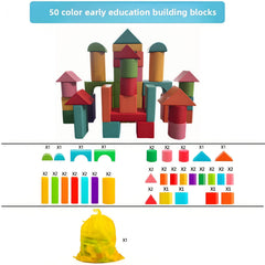 Colorful Wooden Building Blocks for Kids Large Particle Toy