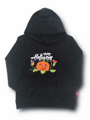 Happy Halloween Pumpkin Print Boys Casual Pullover Long Sleeve Hoodie