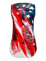 American Flag Print Button Tank Top Sleeveless Casual Summer Women's Clothing