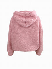 Solid Zip Fleece Hoodie Casual Long Sleeve Hoodies Sweatshirt