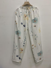 Floral Print Drawstring Pants Elastic Waist Pockets Women's Clothing
