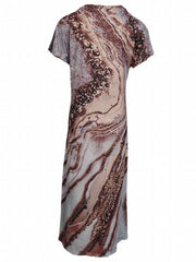 Floral Print V Neck Dress with Side Split