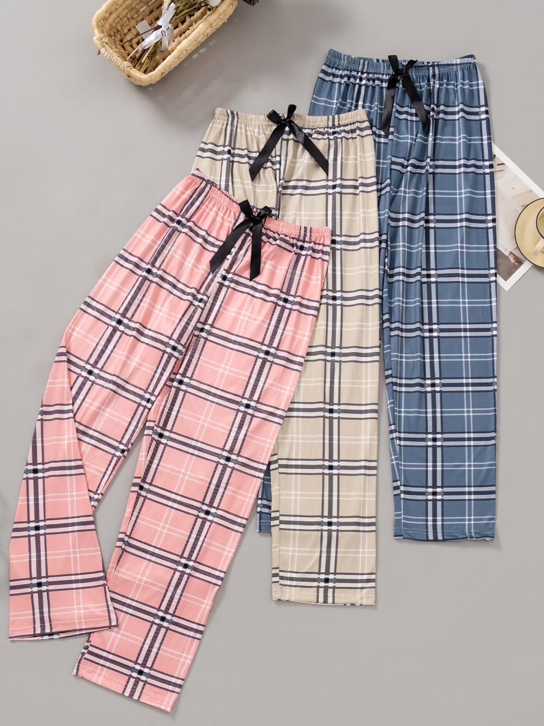 Plaid Print Sleep Bottoms Cozy Home Sleep Pants Women's Loungewear