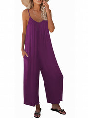 Graphic Print Wide Leg Jumpsuit Spaghetti Strap Sleeveless