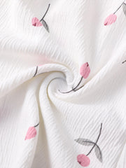 Floral Print Lace Trim Bow Shorts Soft & Comfy Sleepwear