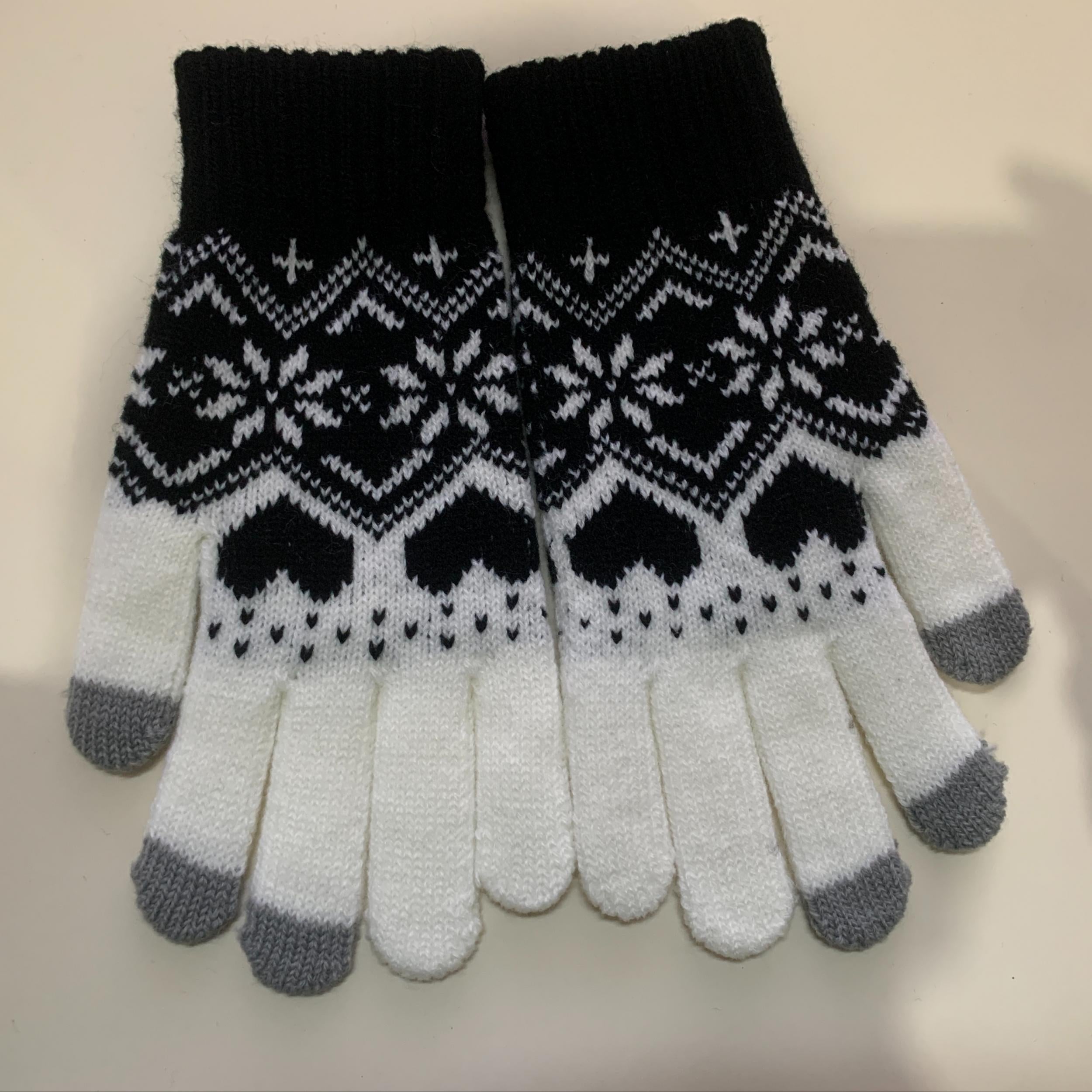Snowflake Knitted Gloves Touch Screen Winter Thickened