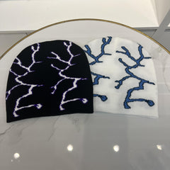 Winter Beanie Hat with Lightning Embroidery