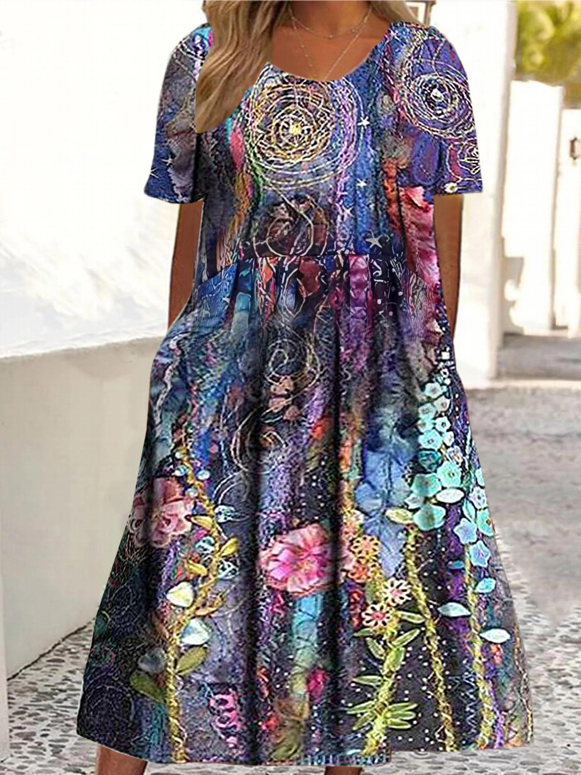 Floral Print Dress with Pockets
