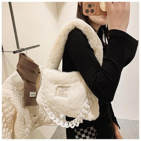 Plush Printed Tote Bag for Women