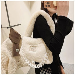 Plush Printed Tote Bag for Women