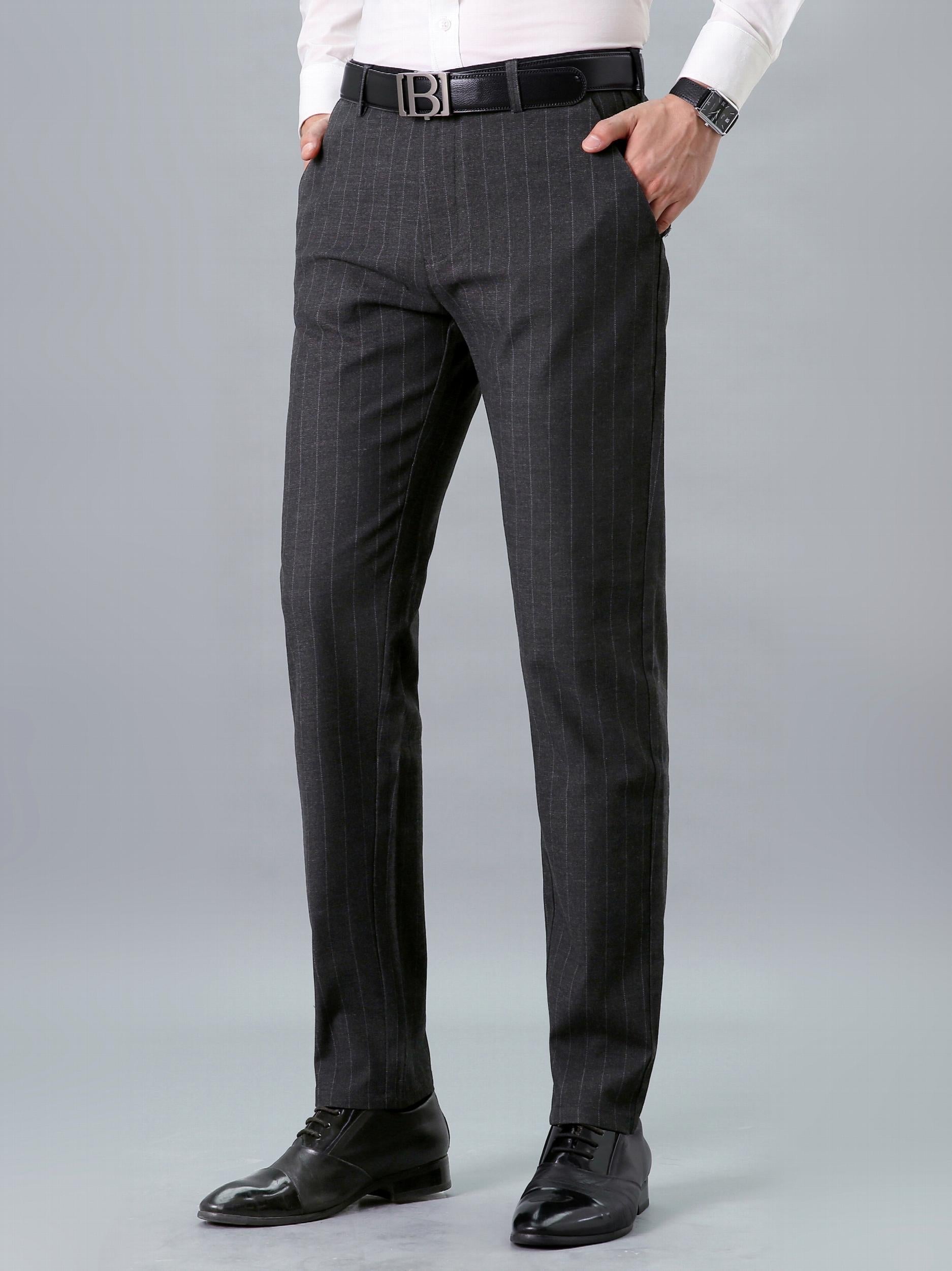 Men's Casual Straight Leg Trousers with Pockets