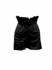 Ruffle Trim Solid Shorts High Waist Summer Casual Asymmetrical Shorts
