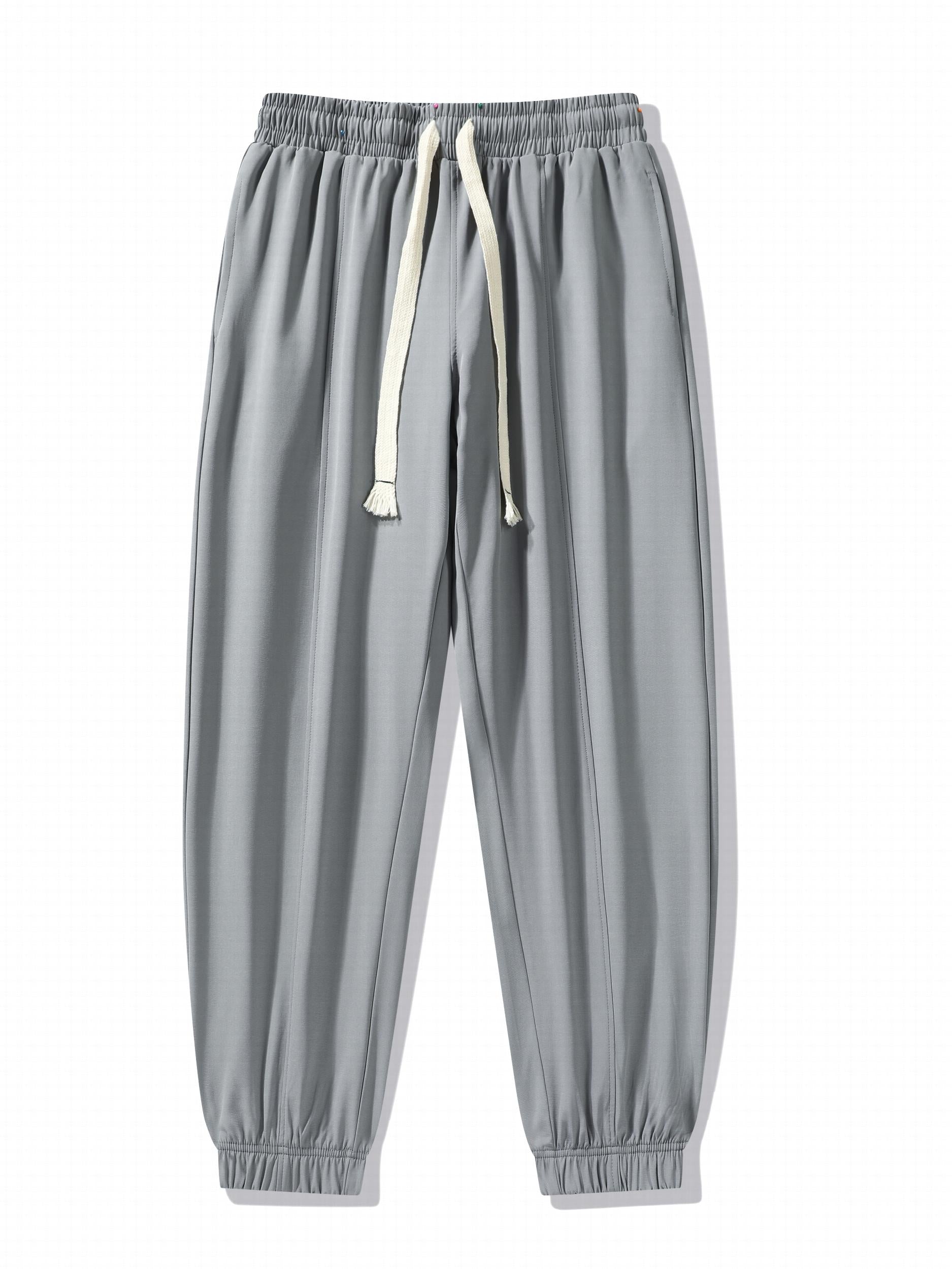 Men's Drawstring Plain Loose Jogger Pants Comfy Casual Light Trousers