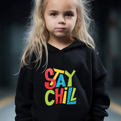 2pcs Stay Chill Print Outfits Girls Hoodies Jogger Pants Set