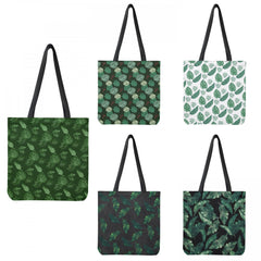 Green Leaves Plant Printed Handbags Travel High Capacity Women Shoulder Bag