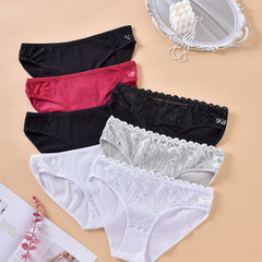 7 Pack Plus Size Underwear Set Women's Plus Ribbed Lace Panties Set