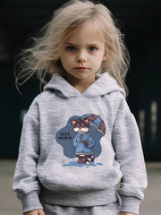 Sorrowful Cat Print 2pcs Girls Outfits For Sports Spring Fall Outdoor Gift