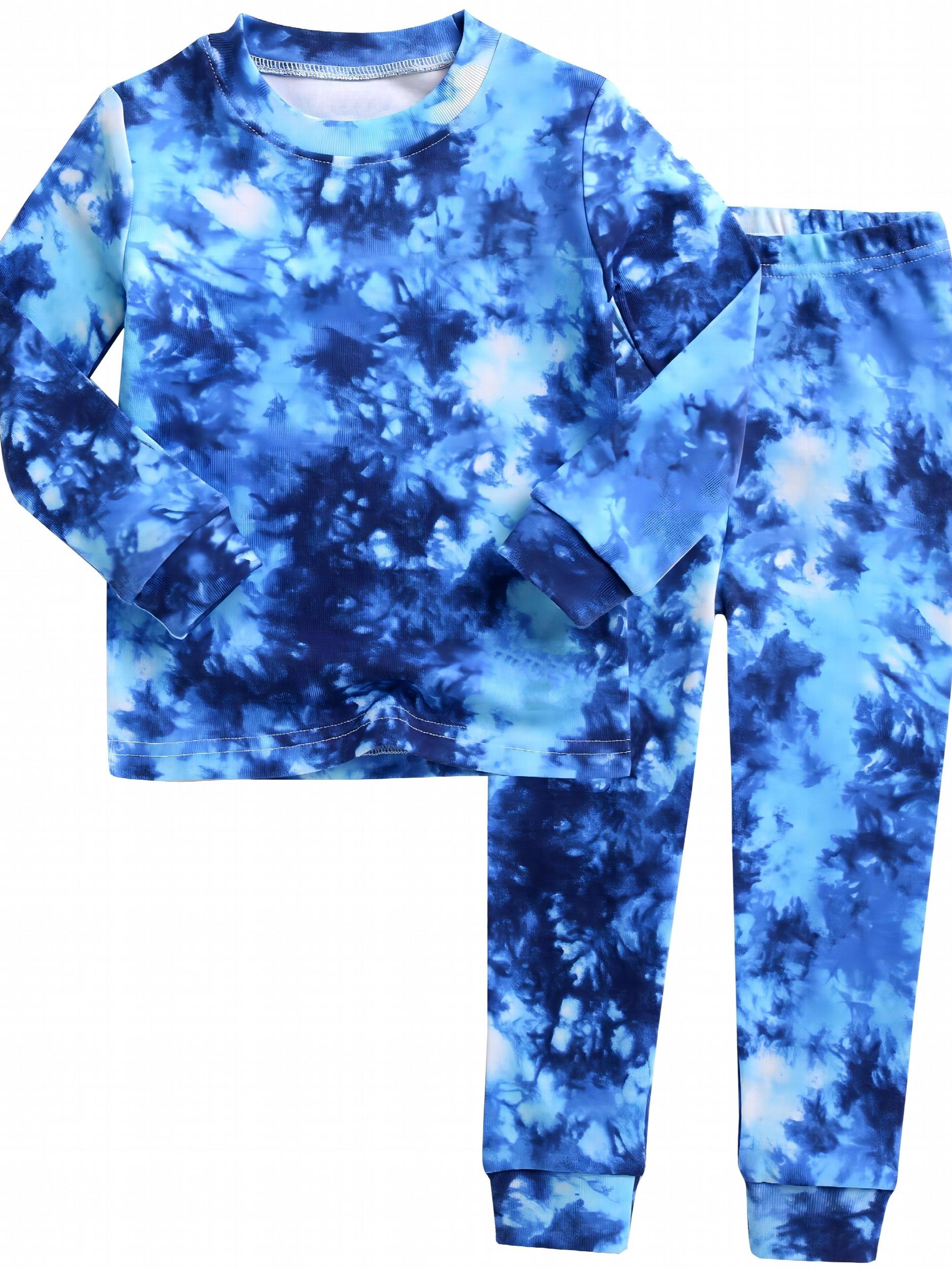 2pcs Tie Dye Kid's Pajama Set Long Sleeve Top & Pants