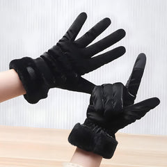 1pair Bear Label Warm Gloves