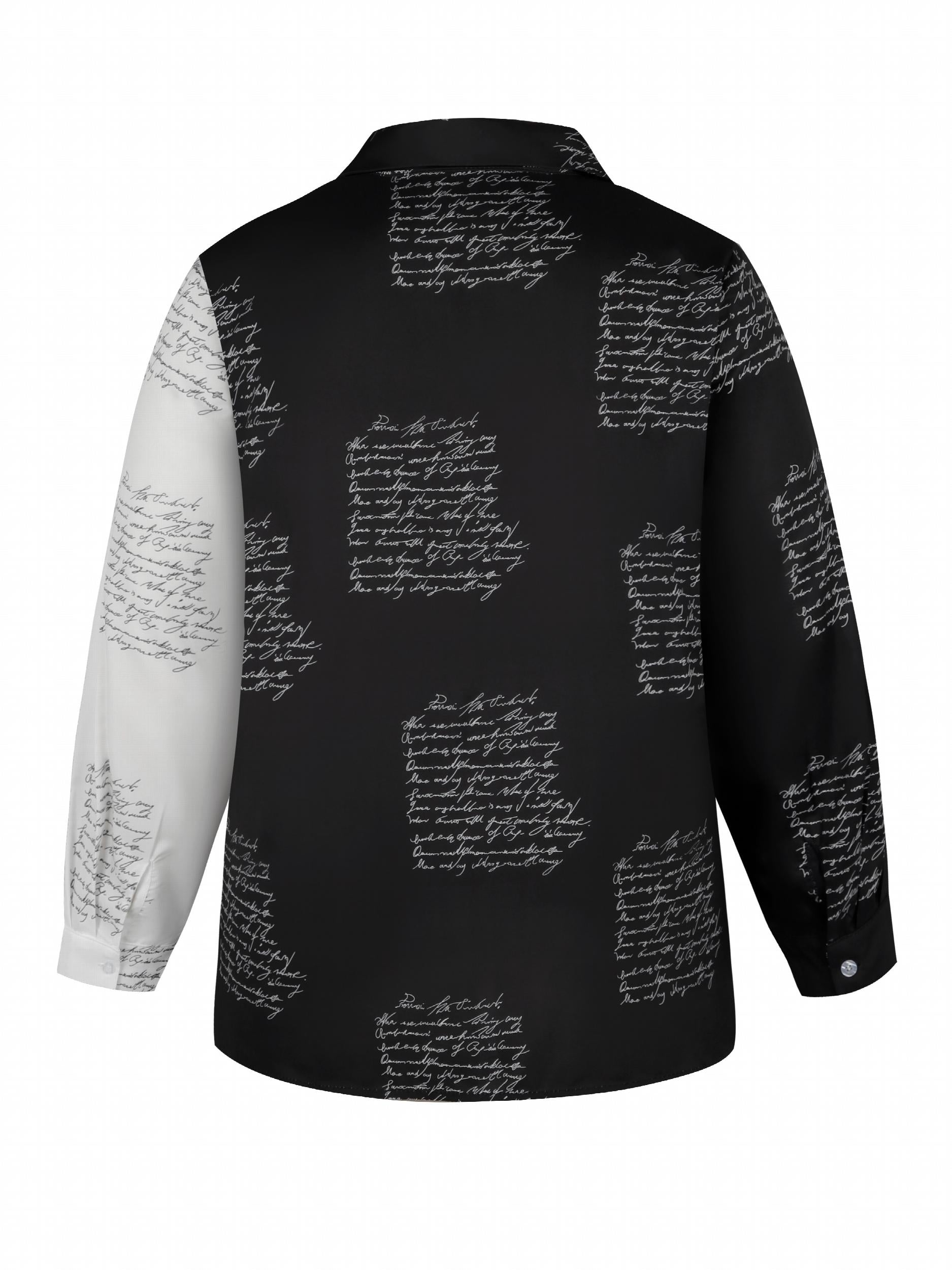 Women's Colorblock Art Letter Button-Up Shirt