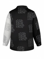 Women's Colorblock Art Letter Button-Up Shirt