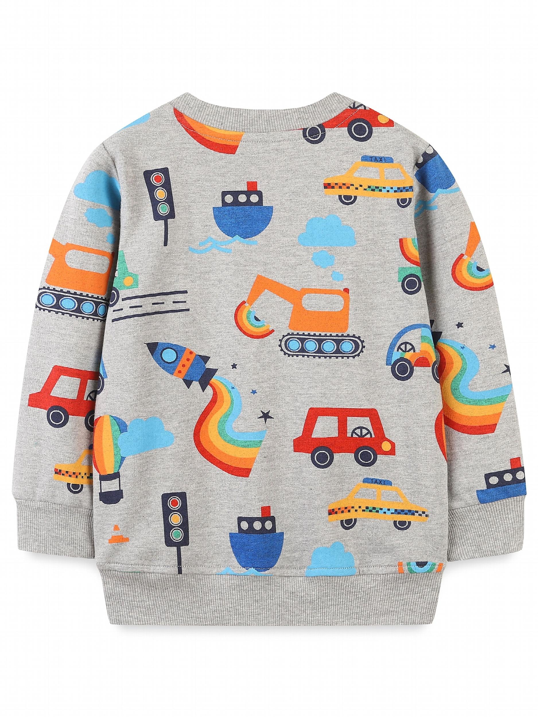 Boys Car Cartoon Print Sweatshirt