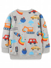 Boys Car Cartoon Print Sweatshirt