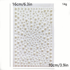 Flat Back Pearl Stickers Self Adhesive for Beauty Makeup Nail Art Phone DIY