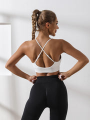 Criss Cross Straps Sports Top High Stretch Spaghetti Straps Fitness Crop Tank