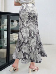 Women's Plus Snake Print High Rise Stretch Maxi Mermaid Skirt