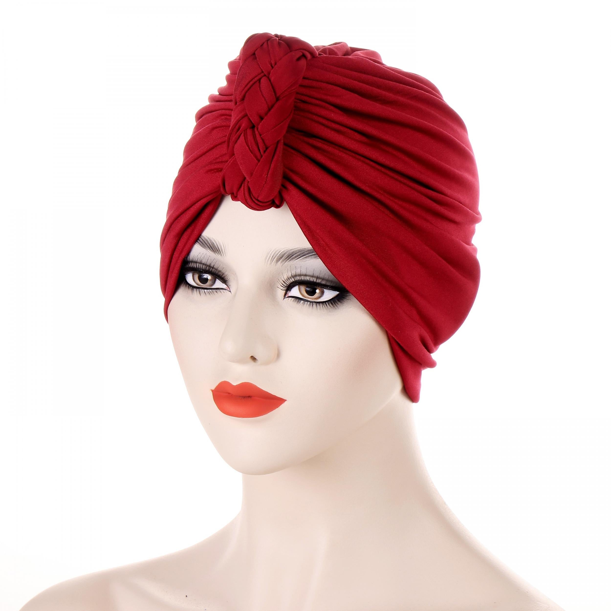 Solid Twist Braided Turban Cap Head Wrap Chemo Cap