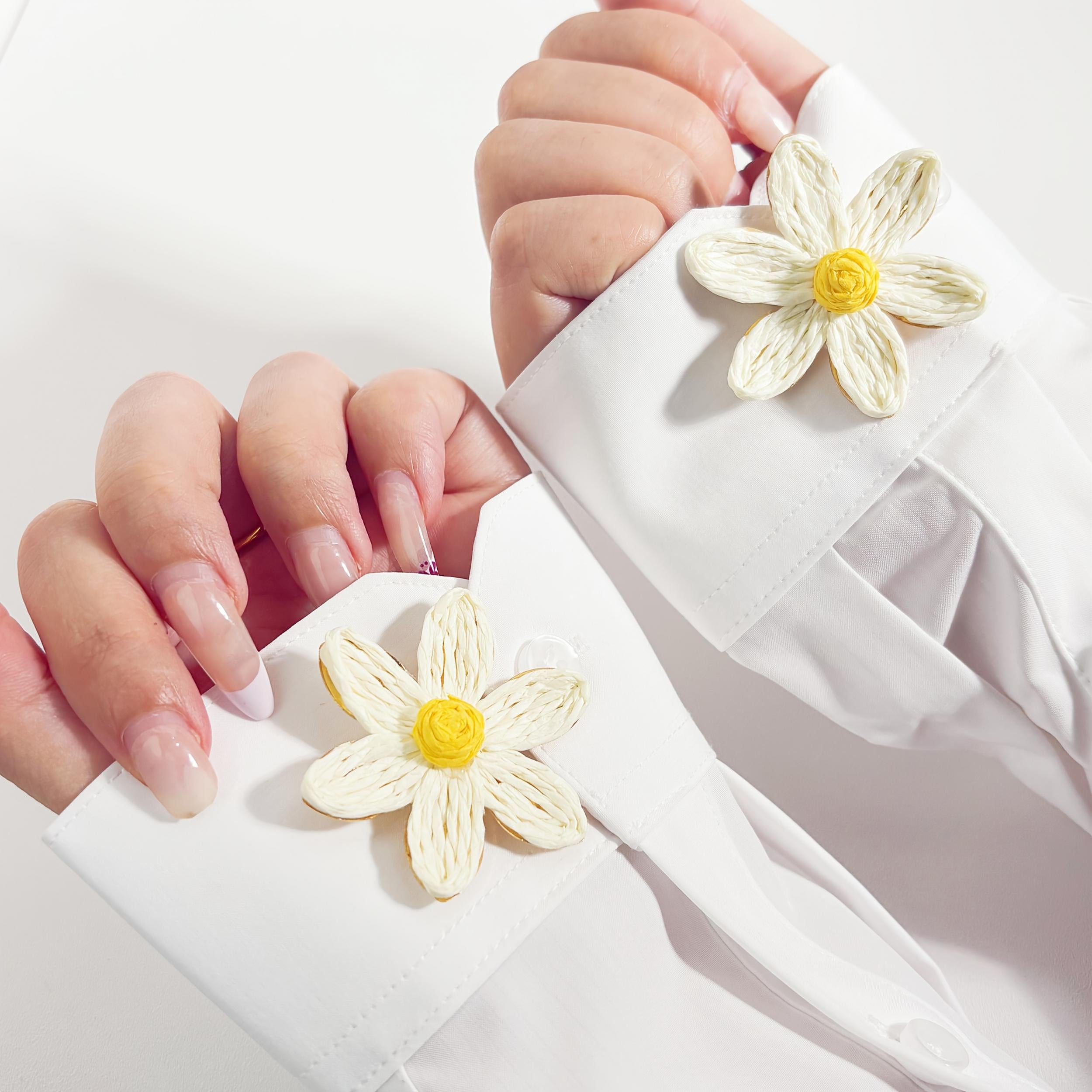 Flower Shirt Button Set - No Sewing Required - Brass Base Decorative Buttons
