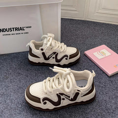 Women's Letter Lace up Skate Shoes Non slip Flatform Outdoor Sneakers