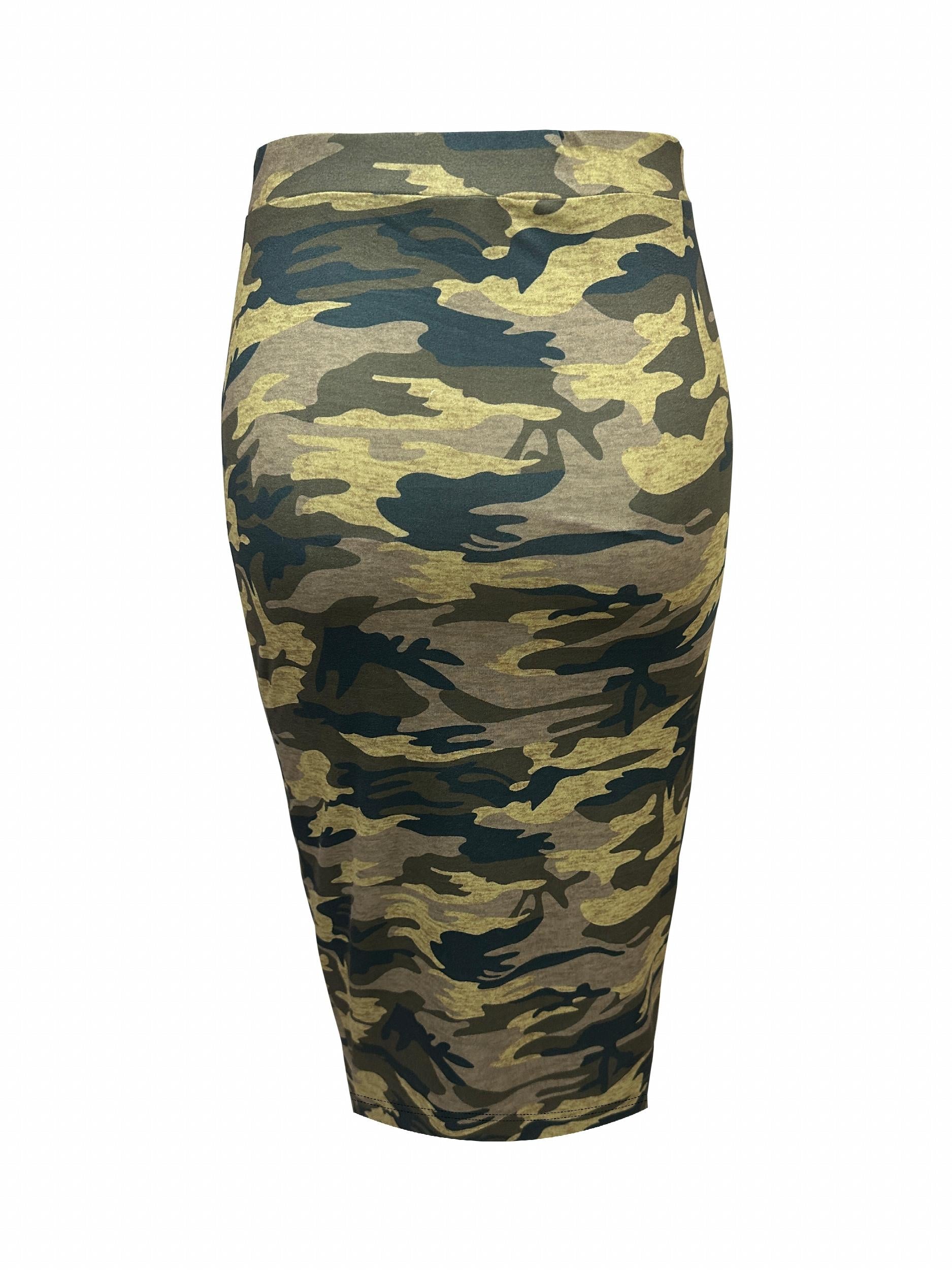 Camo Print High Waist Slim Skirt for Women