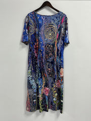 Boho Dress Women's Plus Floral Print Short Sleeve