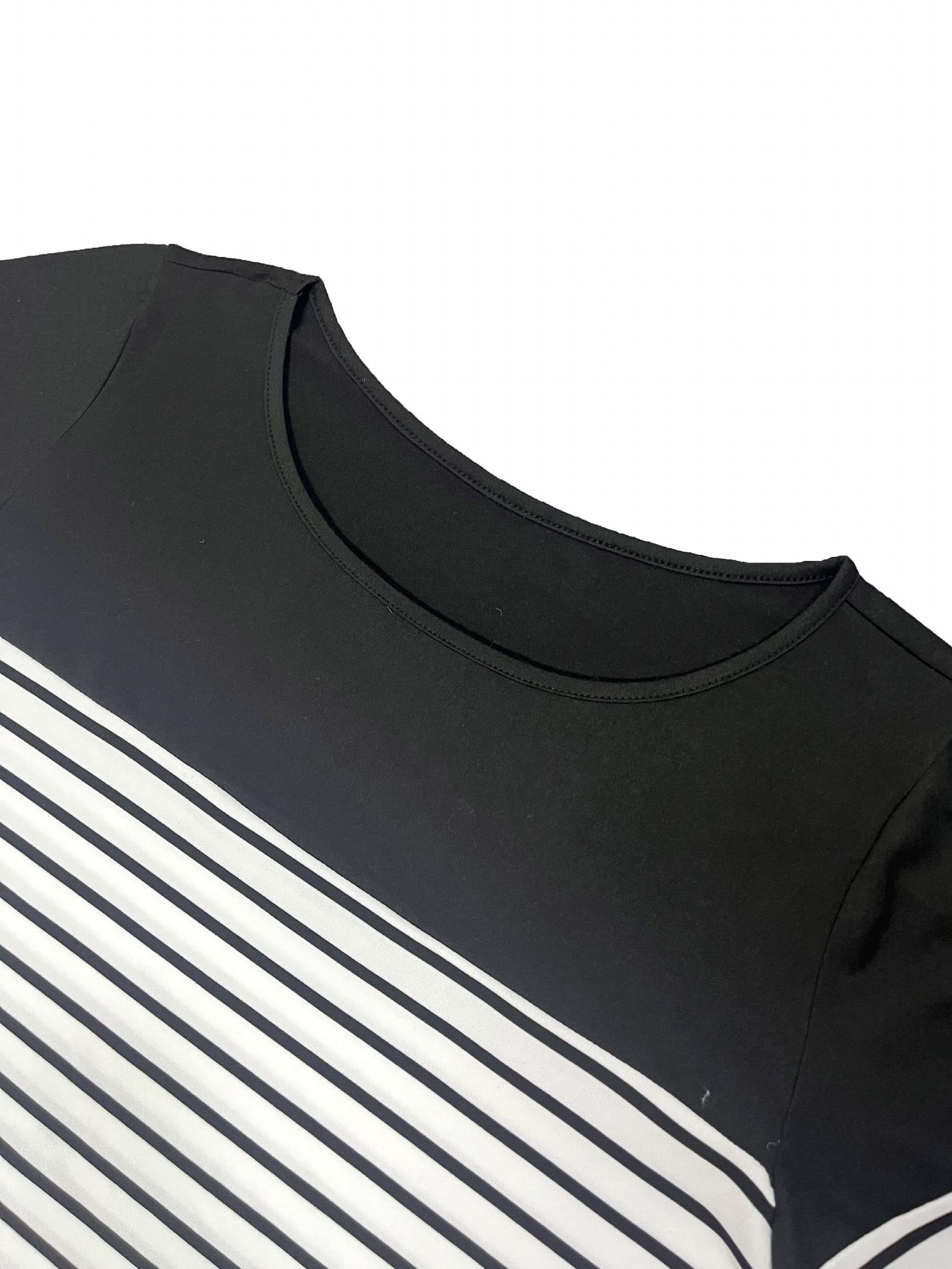 Colorblock Stripe Print Short Sleeve Dress