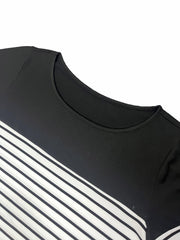 Colorblock Stripe Print Short Sleeve Dress