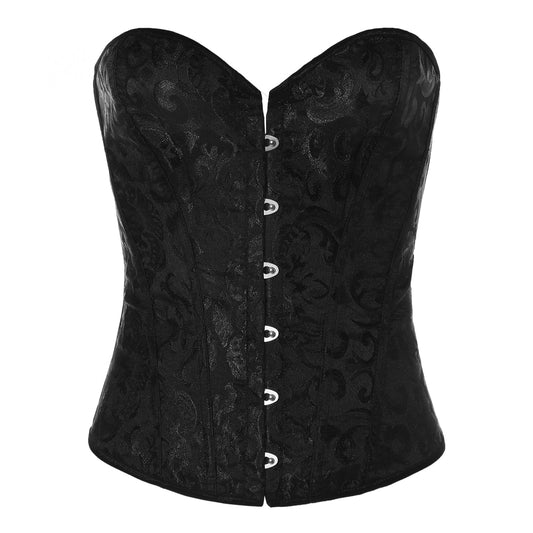Jacquard Strapless Corset Bustier Tummy Control Lace Up Slimmer Body Shaper