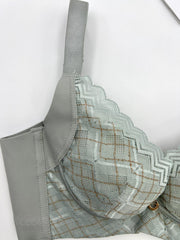 Plaid Lace Push Up Bra Breathable Intimates Women's Lingerie