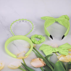 5-Piece Luminous Green Headband Hairclip Set for Girls