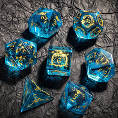 Aquamarine Glass Gemstone Dice Treasure Deep Sea Elves