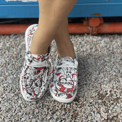 Women's Christmas Pattern Canvas Shoes Casual Slip On Lightweight Shoes
