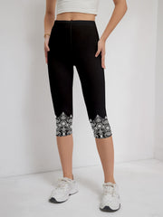 Tie Dye Print Cropped Leggings Skinny Casual Leggings